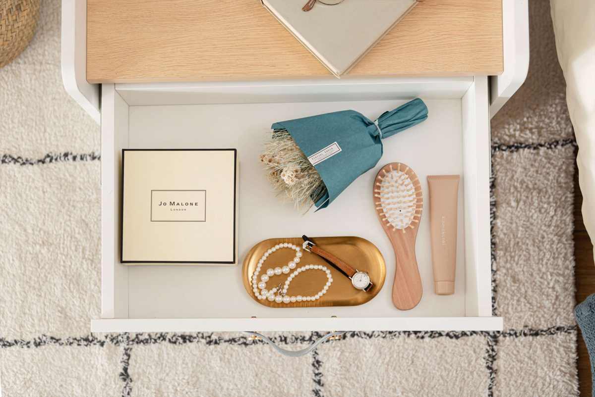 サイドチェスト 幅50cm 引き出し 木目調 ホワイト スライドレール ( チェスト サイドテーブル 引出し 収納 白 ナイトテーブル ベッドサイド ソファサイド バイカラー ナチュラル )