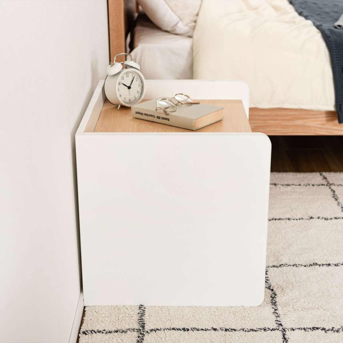 サイドチェスト 幅50cm 引き出し 木目調 ホワイト スライドレール ( チェスト サイドテーブル 引出し 収納 白 ナイトテーブル ベッドサイド ソファサイド バイカラー ナチュラル )