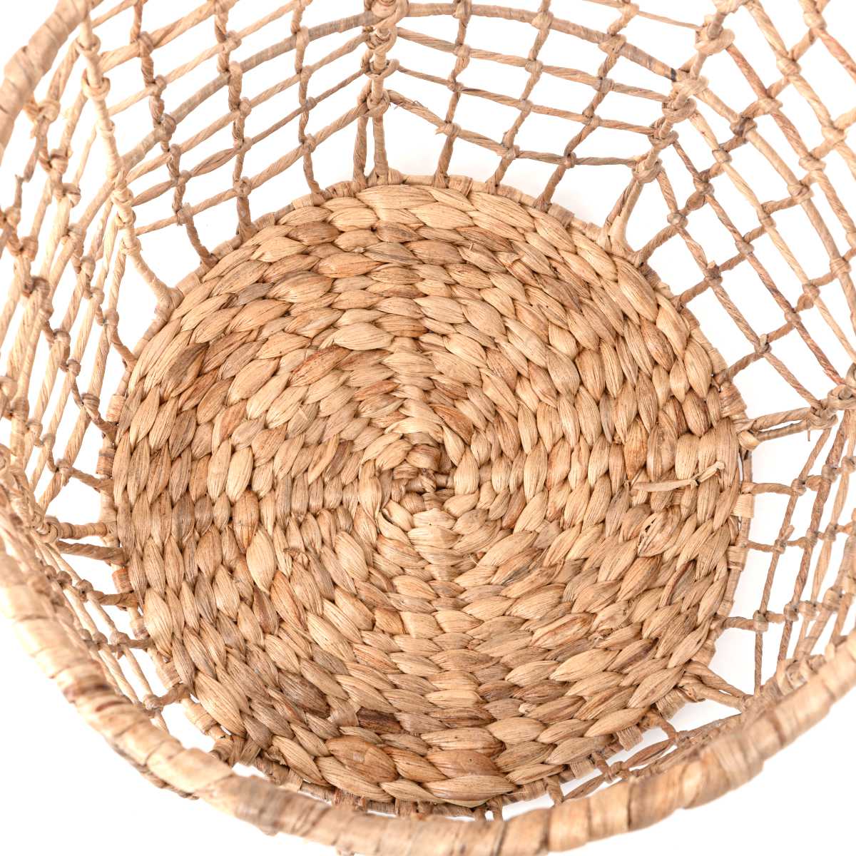 かご M 持ち手付き 天然素材 ウォーターヒヤシンス バスケット 収納 ( カゴ 籠 収納バスケット 収納ケース 入れ物 小物入れ ハンドメイド ラウンド 荷物入れ 衣類収納 ランドリーバスケット 水草 ナチュラル ) 【ブラック】 ブラック