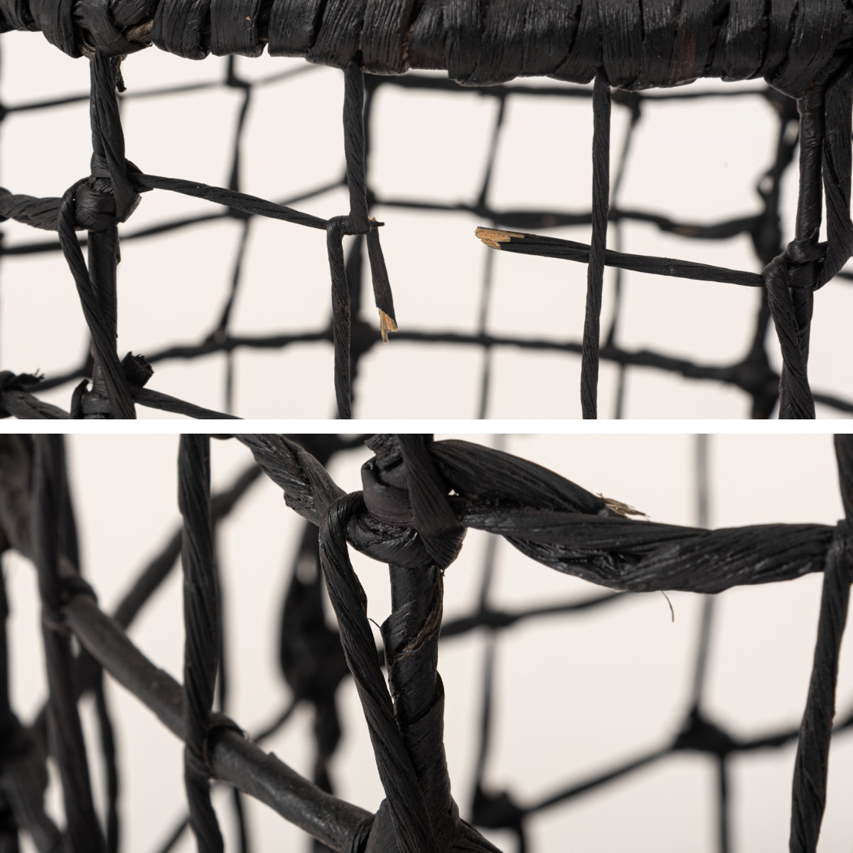 かご M 持ち手付き 天然素材 ウォーターヒヤシンス バスケット 収納 ( カゴ 籠 収納バスケット 収納ケース 入れ物 小物入れ ハンドメイド ラウンド 荷物入れ 衣類収納 ランドリーバスケット 水草 ナチュラル ) 【ブラック】 ブラック