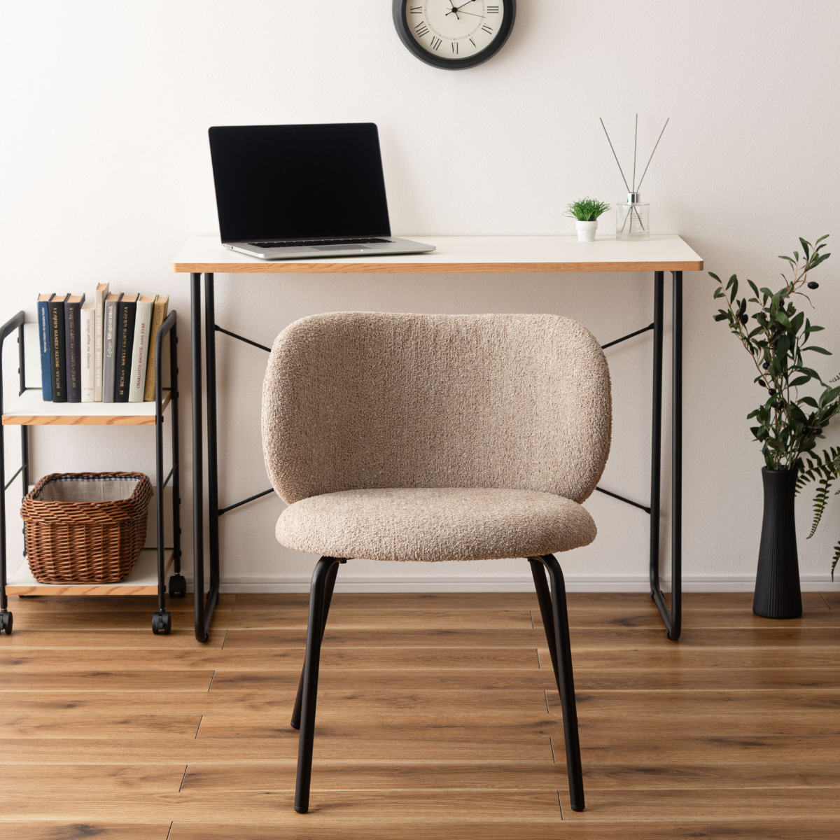 ダイニングチェア 座面高45cm ファブリック ( チェア ダイニング イス 椅子 食卓椅子 肘なし アームレス リビングチェア 背もたれ カーブ いす 食卓 リビング シンプル スチール脚 デスクチェア ) 【グレー】 グレー