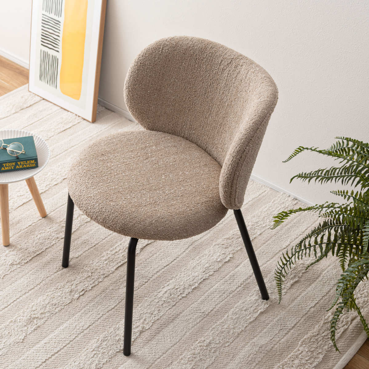 ダイニングチェア 座面高45cm ファブリック ( チェア ダイニング イス 椅子 食卓椅子 肘なし アームレス リビングチェア 背もたれ カーブ いす 食卓 リビング シンプル スチール脚 デスクチェア ) 【グレー】 グレー