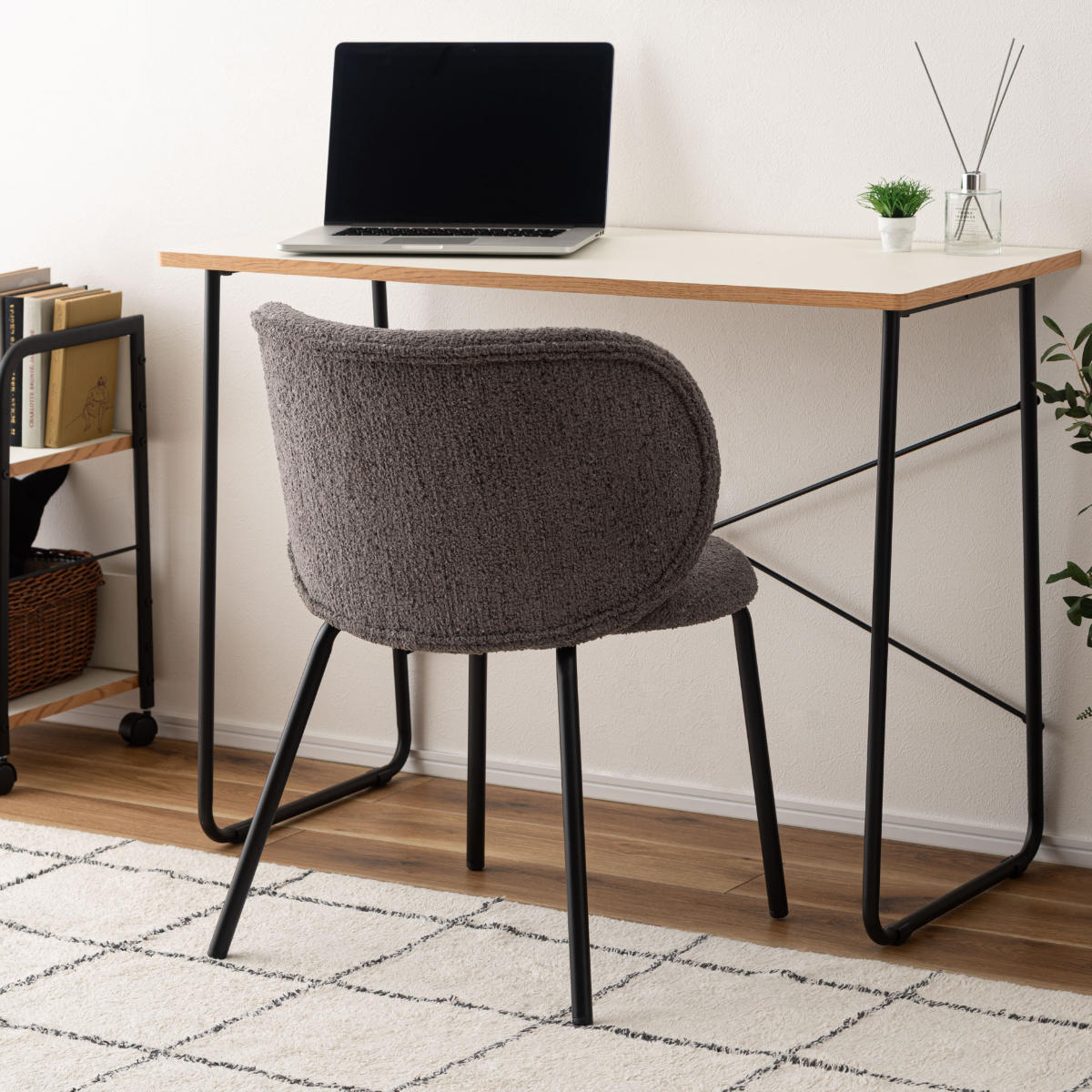 ダイニングチェア 座面高45cm ファブリック ( チェア ダイニング イス 椅子 食卓椅子 肘なし アームレス リビングチェア 背もたれ カーブ いす 食卓 リビング シンプル スチール脚 デスクチェア ) 【グレー】 グレー