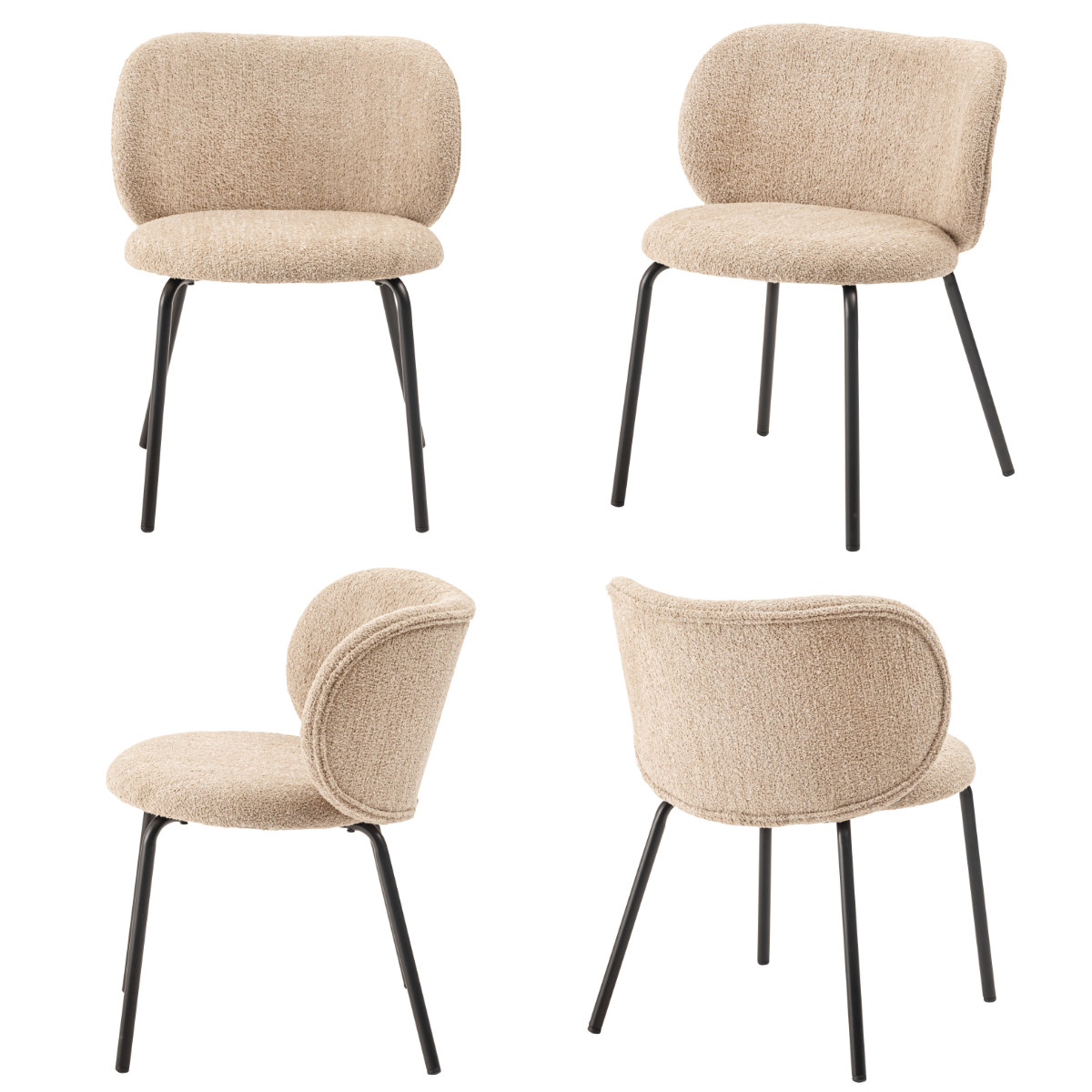 ダイニングチェア 座面高45cm ファブリック ( チェア ダイニング イス 椅子 食卓椅子 肘なし アームレス リビングチェア 背もたれ カーブ いす 食卓 リビング シンプル スチール脚 デスクチェア ) 【グレー】 グレー