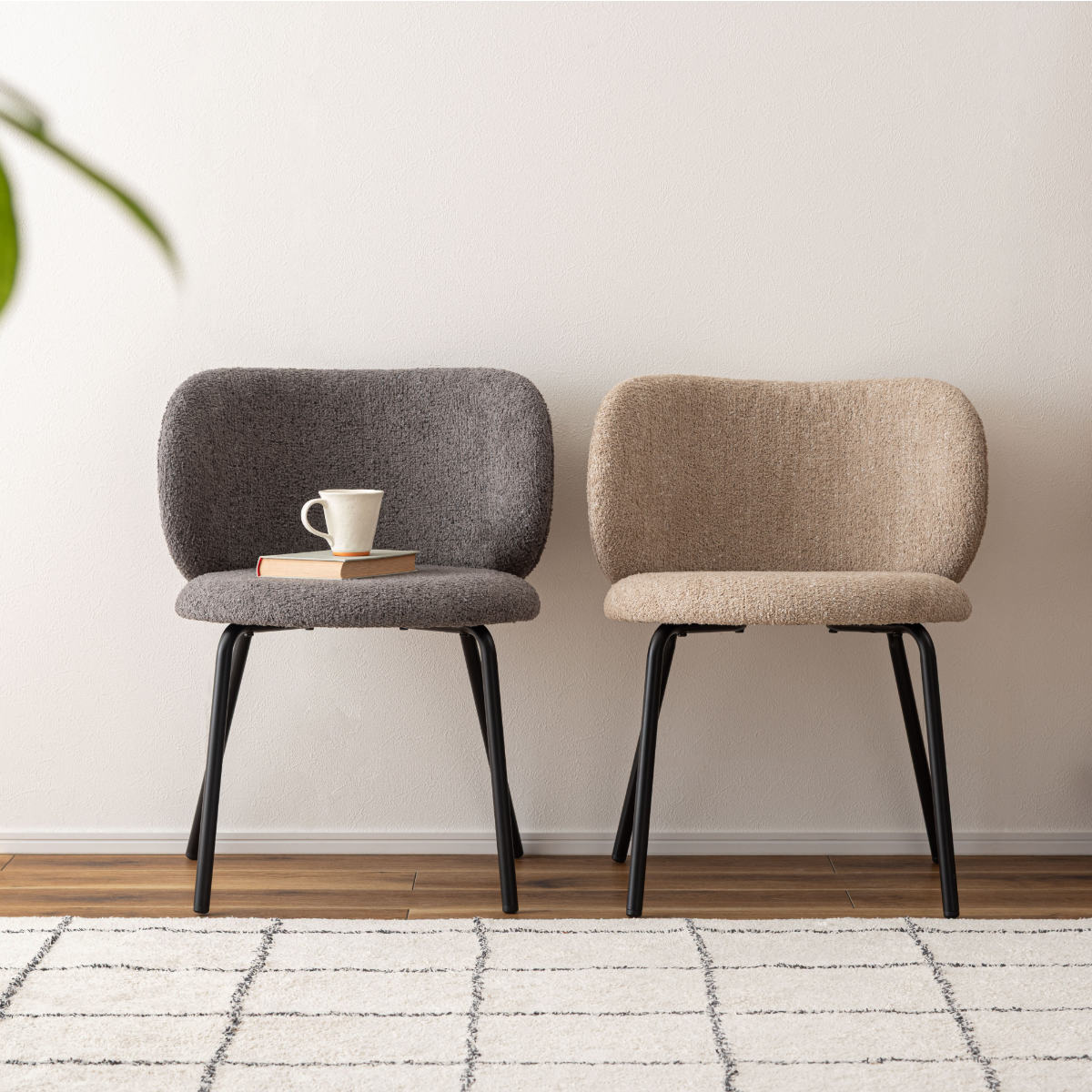 ダイニングチェア 座面高45cm ファブリック ( チェア ダイニング イス 椅子 食卓椅子 肘なし アームレス リビングチェア 背もたれ カーブ いす 食卓 リビング シンプル スチール脚 デスクチェア ) 【グレー】 グレー