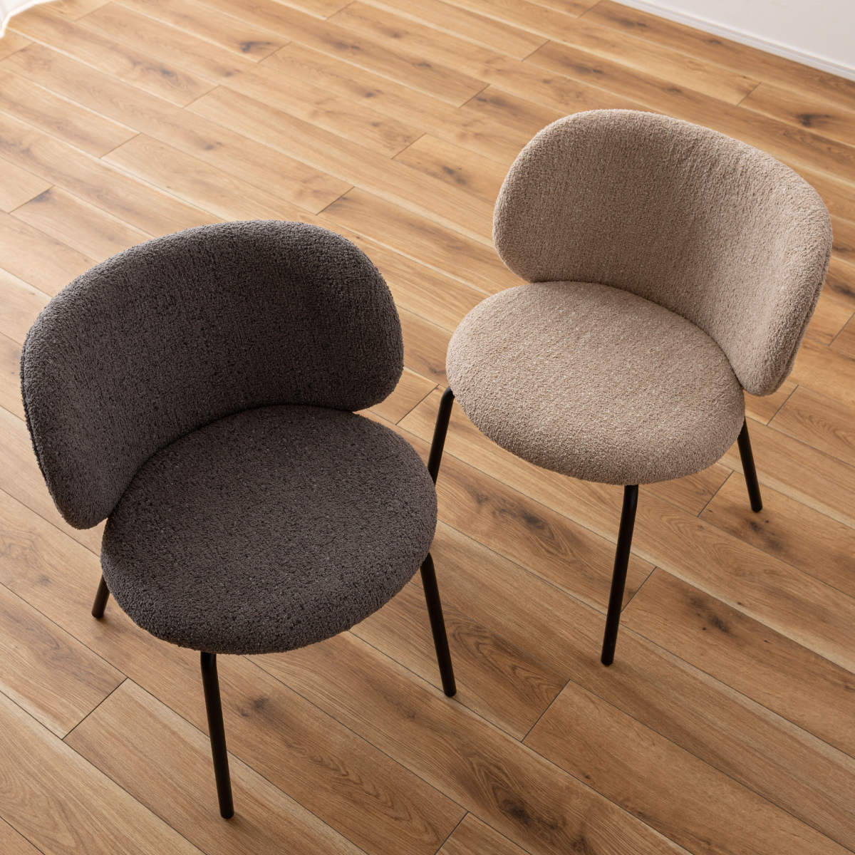 ダイニングチェア 座面高45cm ファブリック ( チェア ダイニング イス 椅子 食卓椅子 肘なし アームレス リビングチェア 背もたれ カーブ いす 食卓 リビング シンプル スチール脚 デスクチェア ) 【グレー】 グレー