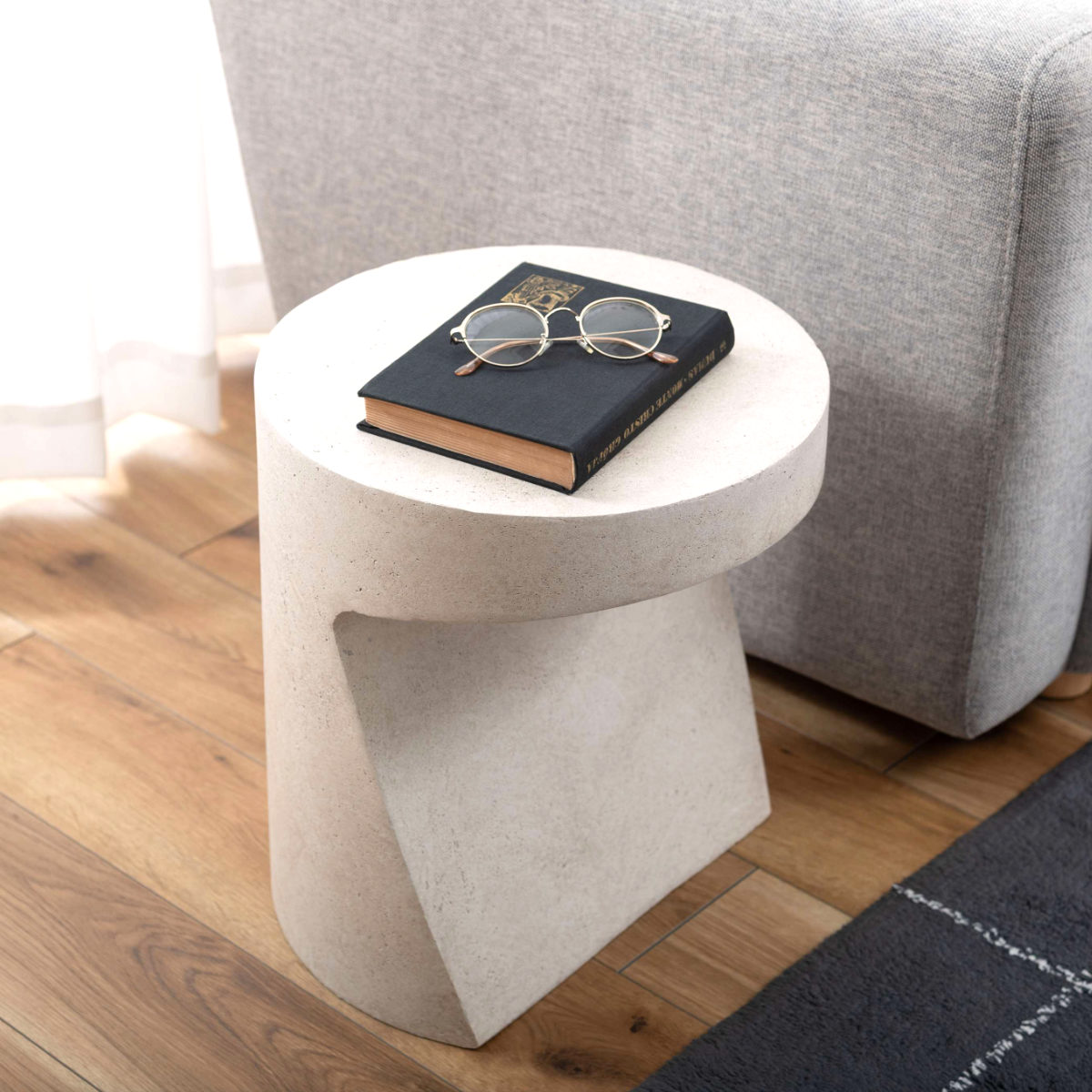 サイドテーブル 高さ46cm 円形 FORMA 軽量 完成品 ( ミニテーブル テーブル ソファサイド ベッドサイド 丸テーブル オブジェ ナイトテーブル コーヒーテーブル ベッドテーブル 玄関 ディスプレイ 飾り台 ) 【グレー】 グレー