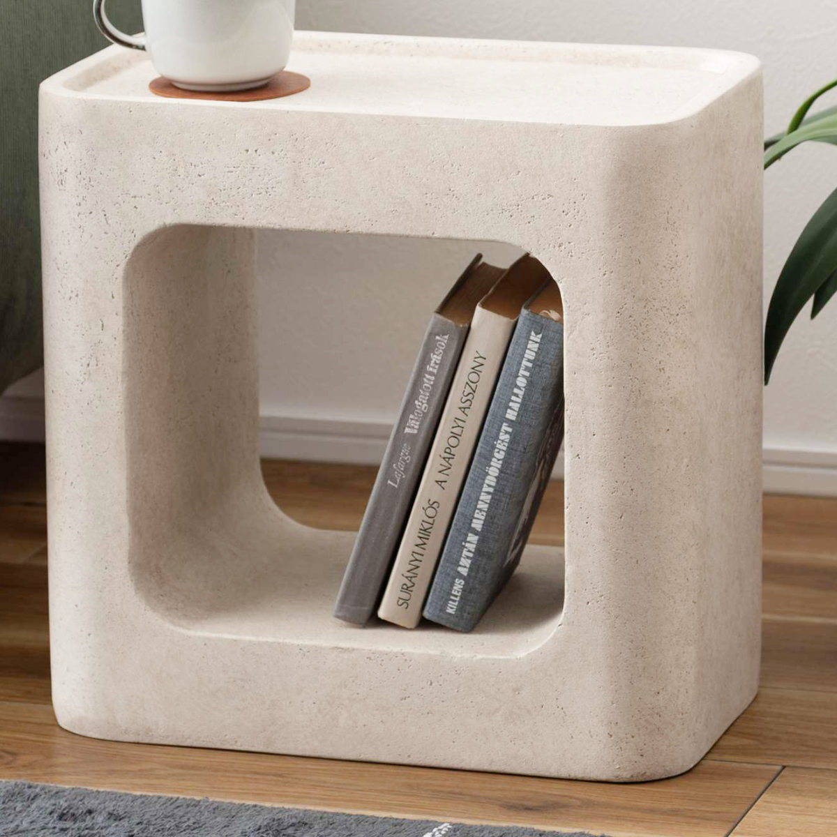 サイドテーブル 高さ41cm 棚付き FORMA 完成品 ( ミニテーブル テーブル ソファサイド ベッドサイド 四角 オブジェ オープン収納 ナイトテーブル コーヒーテーブル ベッドテーブル 玄関 ディスプレイ 飾り台 ) 【グレー】 グレー