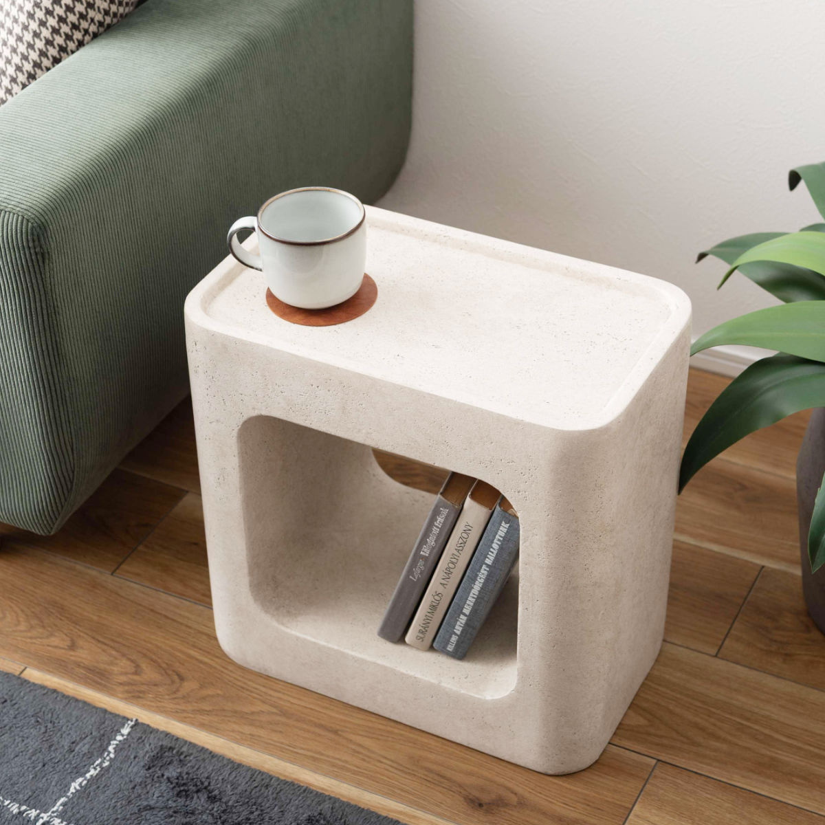 サイドテーブル 高さ41cm 棚付き FORMA 完成品 ( ミニテーブル テーブル ソファサイド ベッドサイド 四角 オブジェ オープン収納 ナイトテーブル コーヒーテーブル ベッドテーブル 玄関 ディスプレイ 飾り台 ) 【グレー】 グレー