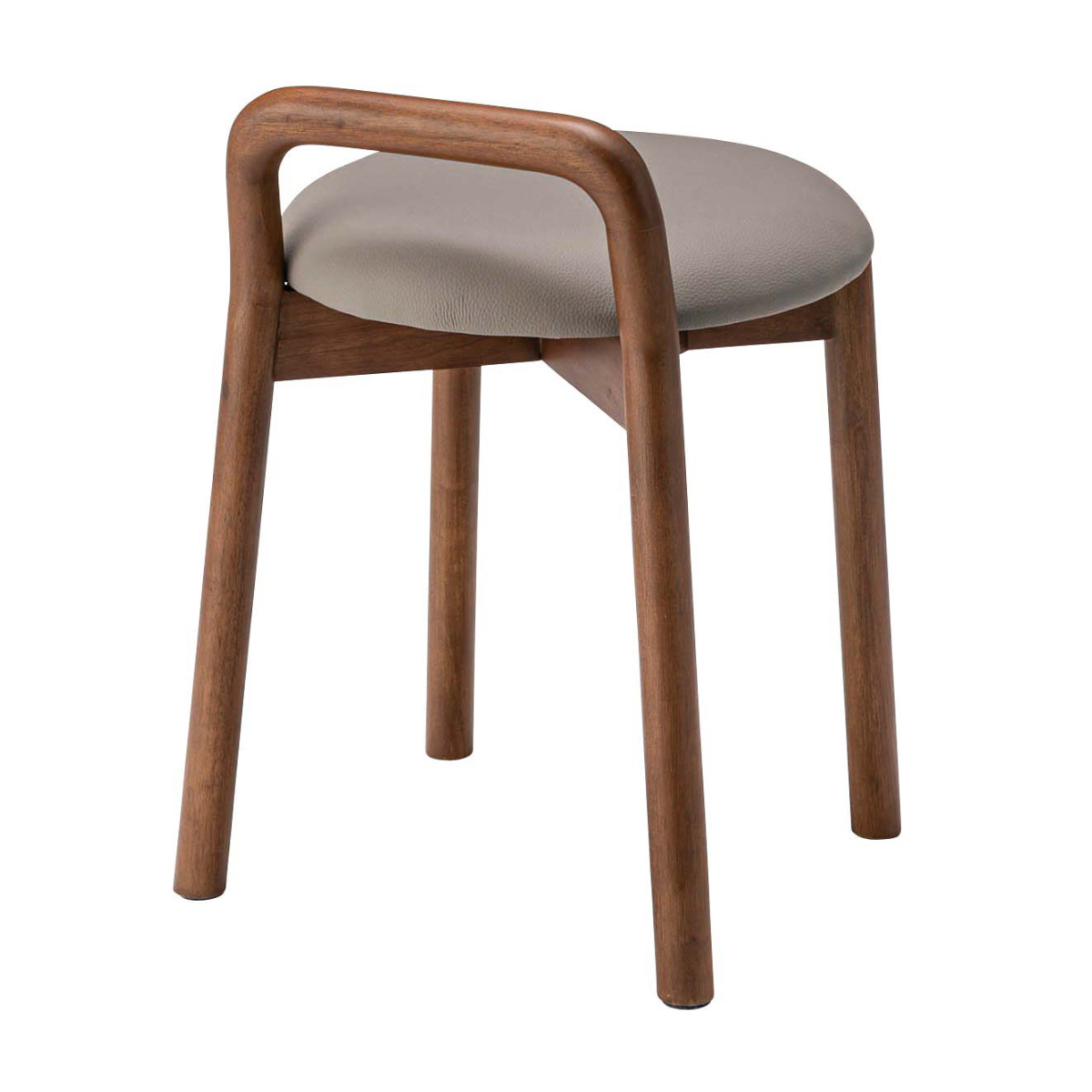 スツール 座面高46cm 持ち手付き 木製 ダイニングチェア ( チェア チェアー 1人掛け イス いす 椅子 腰掛け 天然木 丸 コンパクト レザー調 来客用 サブチェア 玄関 リビング キッチン ドレッサー ダイニング デスク ) 【ベージュ】 ベージュ