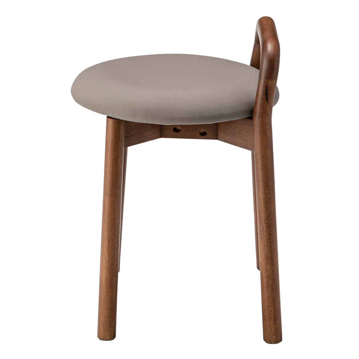 スツール 座面高46cm 持ち手付き 木製 ダイニングチェア ( チェア チェアー 1人掛け イス いす 椅子 腰掛け 天然木 丸 コンパクト レザー調 来客用 サブチェア 玄関 リビング キッチン ドレッサー ダイニング デスク ) 【ベージュ】 ベージュ