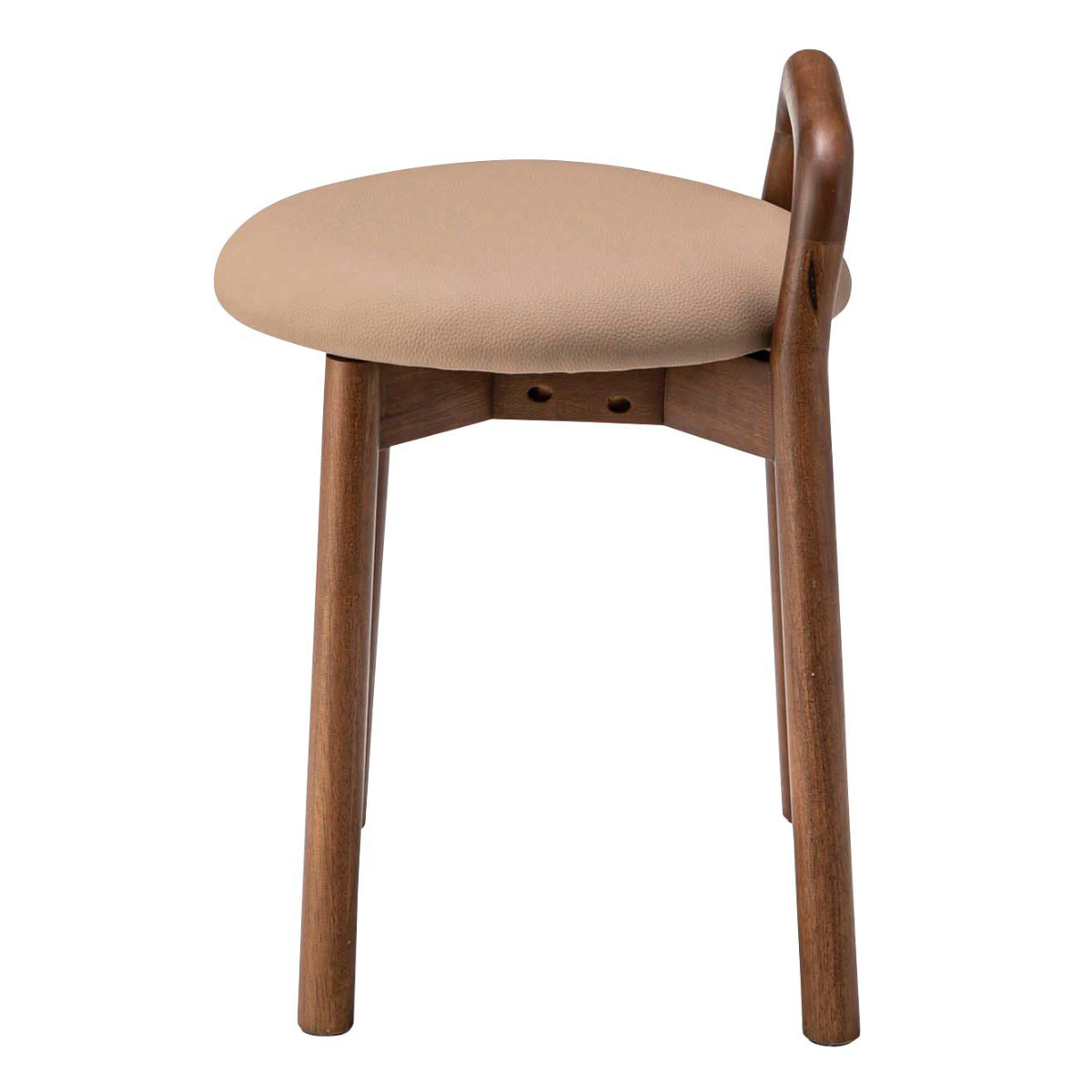 スツール 座面高46cm 持ち手付き 木製 ダイニングチェア ( チェア チェアー 1人掛け イス いす 椅子 腰掛け 天然木 丸 コンパクト レザー調 来客用 サブチェア 玄関 リビング キッチン ドレッサー ダイニング デスク ) 【ベージュ】 ベージュ