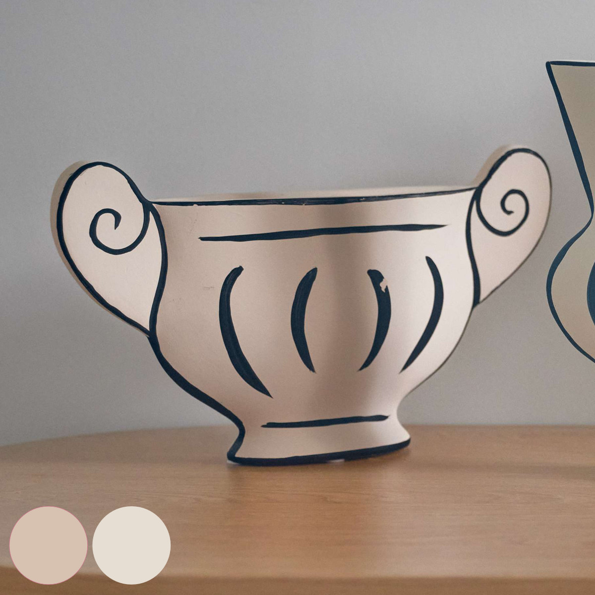 花瓶 陶器 フラワーベース （ 花ビン 花びん 花器 フラワー ベース フラワーポット ポット 花 飾る 花入れ 陶器製 おしゃれ 一輪挿し オブジェ 手書き アート ） 【ホワイト】