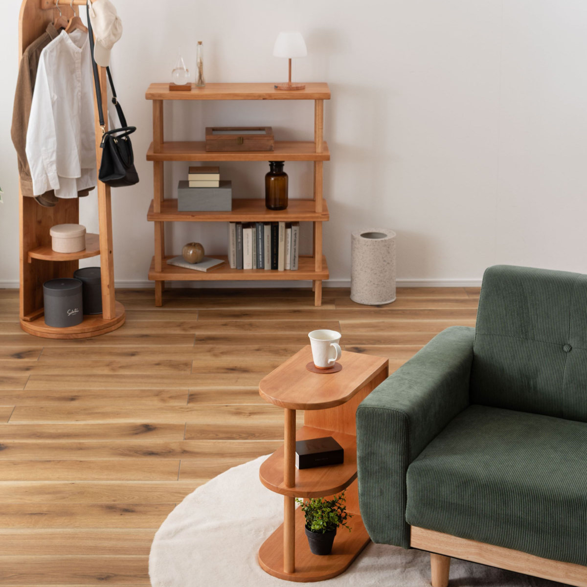 オープンラック 幅80cm 4段 木製 天然木 シェルフ Woodland ( 本棚 ラック 棚 飾り棚 ラバーウッド ナチュラル 収納 家具 四段 ディスプレイ 花台 )