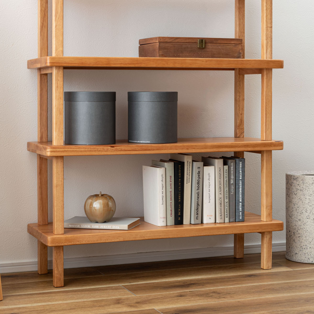 オープンラック 幅80cm 4段 木製 天然木 シェルフ Woodland ( 本棚 ラック 棚 飾り棚 ラバーウッド ナチュラル 収納 家具 四段 ディスプレイ 花台 )