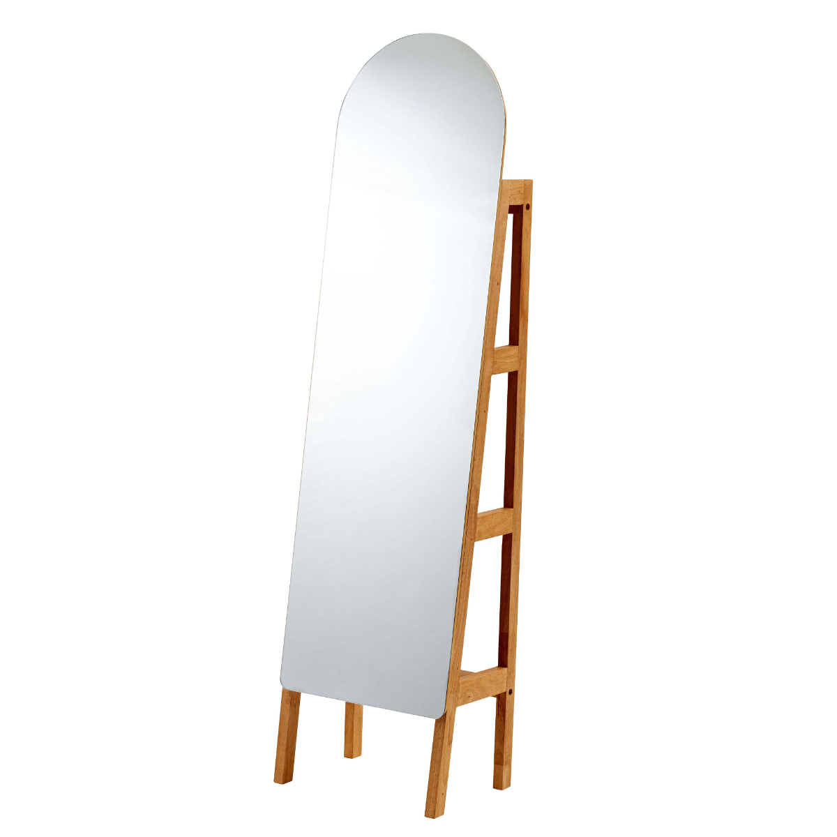 スタンドミラー 幅40cm 収納棚付き 4段 Woodland ( 鏡 ミラー 全身鏡 収納 ナチュラル スタンド 木製フレーム 棚付き 飛散防止加工 )