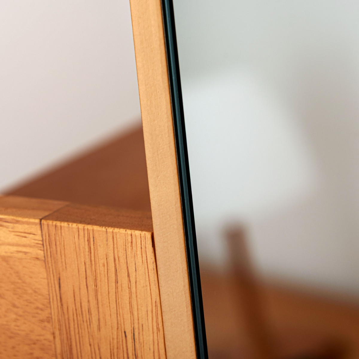 回転ミラー 幅45cm 収納棚付き Woodland ( 鏡 ミラー 全身鏡 収納 ナチュラル 360度回転 スタンド 木製フレーム ハンガーラック 棚付き 飛散防止加工 )