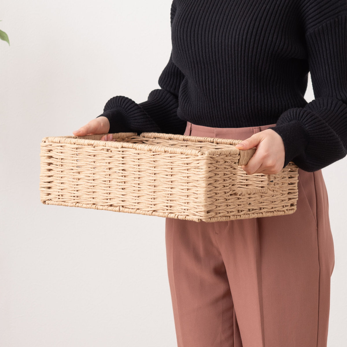 かご S ペーパーコード バスケット 幅37×奥行26×高さ24cm ( 収納 収納ケース 収納ボックス ペーパーバスケット 収納バスケット カゴ 籠 収納かご 紙 紙製 小物収納 小物ケース 入れ物 自然素材 ハンドメイド )