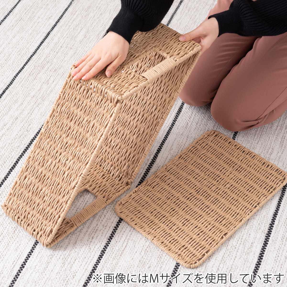 かご S ペーパーコード バスケット 幅37×奥行26×高さ24cm ( 収納 収納ケース 収納ボックス ペーパーバスケット 収納バスケット カゴ 籠 収納かご 紙 紙製 小物収納 小物ケース 入れ物 自然素材 ハンドメイド )
