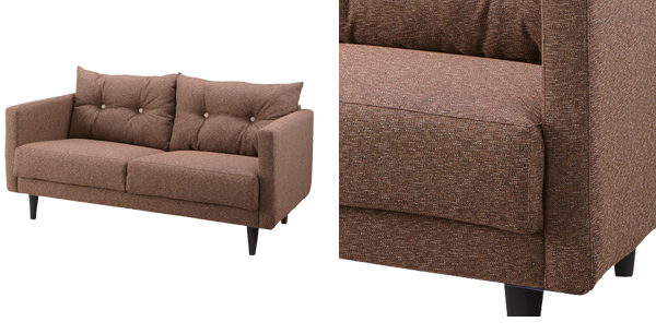 チェア 椅子 ソファ 2人掛け モニカ ( 開梱設置 ソファー 二人掛け いす リネン ナチュラル 脚付き 2人用 二人用 ひじ掛け付 肘かけ ) 【グレー】 グレー