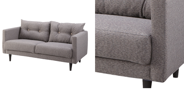 チェア 椅子 ソファ 2人掛け モニカ ( 開梱設置 ソファー 二人掛け いす リネン ナチュラル 脚付き 2人用 二人用 ひじ掛け付 肘かけ ) 【グレー】 グレー