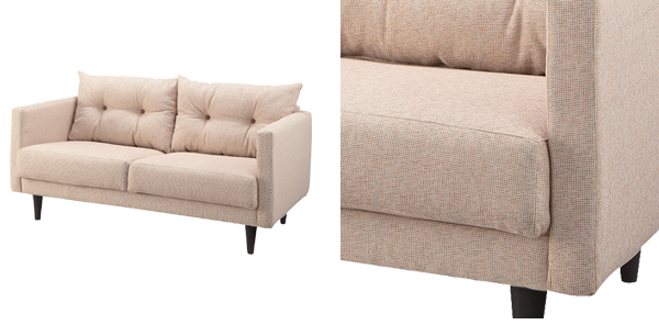 チェア 椅子 ソファ 2人掛け モニカ ( 開梱設置 ソファー 二人掛け いす リネン ナチュラル 脚付き 2人用 二人用 ひじ掛け付 肘かけ ) 【グレー】 グレー