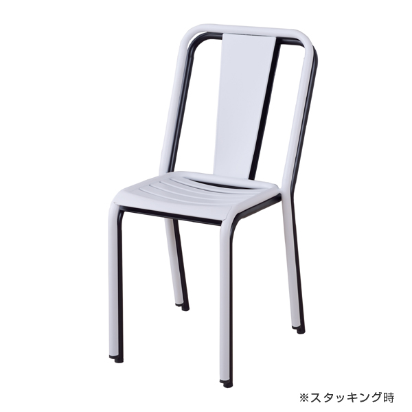 ダイニングチェア 4脚セット スチール製 スタッキングチェア 座面高44cm ( 椅子 イス いす チェア チェアー デスクチェア ダイニングチェアー スタッキングチェアー オフィスチェア 会議椅子 ミーティングチェア ) 【ホワイト】 ホワイト