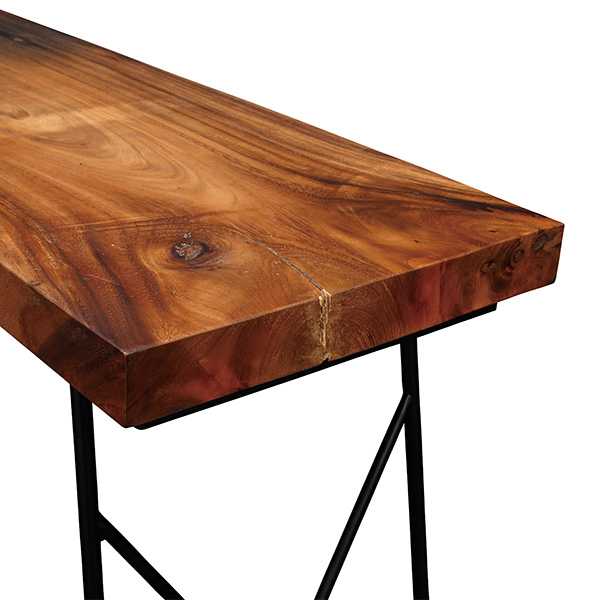 カウンターテーブル 天然木 ナチュラル 幅140cm ( 開梱設置 無垢材 カウンター ハイテーブル 無垢 木製 高さ 机 モンキーポッド おしゃれ 木目 木 長方形 テーブル )