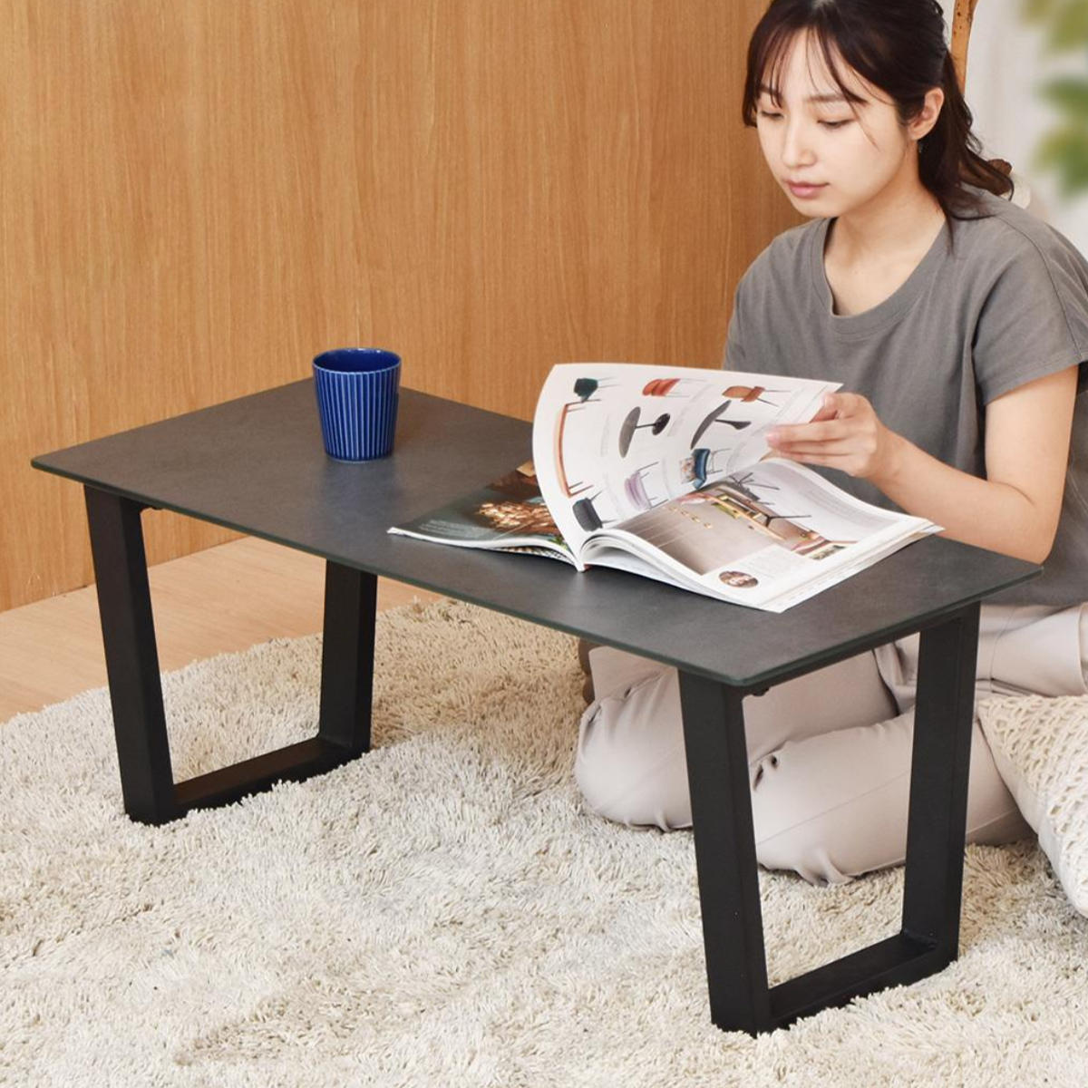 センターテーブル 幅90cm セラミック天板 CERABILL ( テーブル リビング ローテーブル 長方形 強化ガラス セラミック リビングテーブル 熱に強い 傷に強い コーヒーテーブル おしゃれ 作業台 ワークスペース ) 【ライトグレー】 ライトグレー