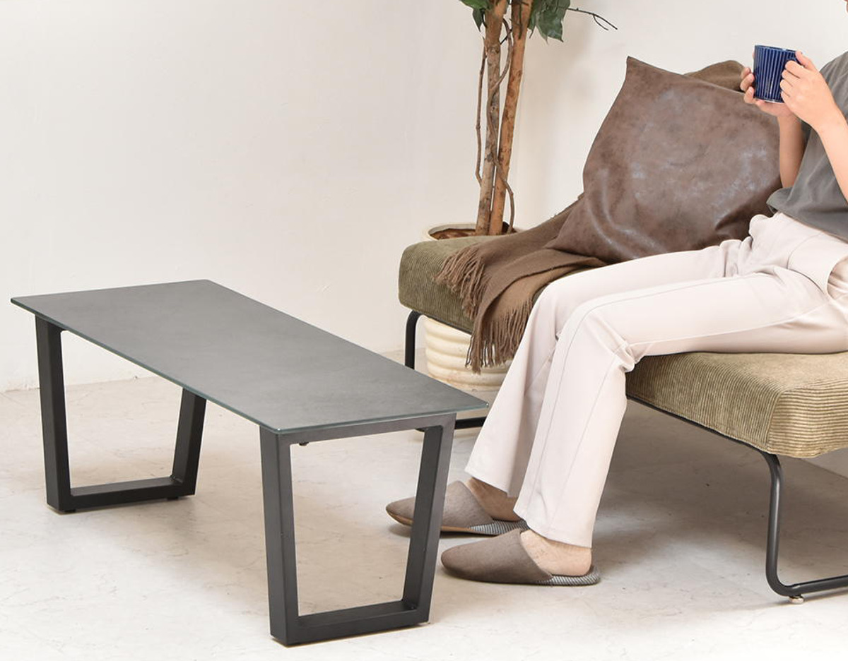 センターテーブル 幅90cm セラミック天板 CERABILL ( テーブル リビング ローテーブル 長方形 強化ガラス セラミック リビングテーブル 熱に強い 傷に強い コーヒーテーブル おしゃれ 作業台 ワークスペース ) 【ライトグレー】 ライトグレー