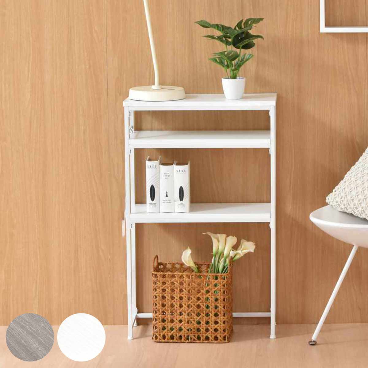 コンソールテーブル 幅50cm 収納棚付 Calm （ ラック 収納棚 飾り棚 玄関 収納 小物 ディスプレイ 棚 スリム 薄型 玄関収納 玄関ラック 高さ調節 本棚 リビング 廊下 トイレ 玄関テーブル 省スペース 奥行21cm オープンシェルフ ） 【グレー】