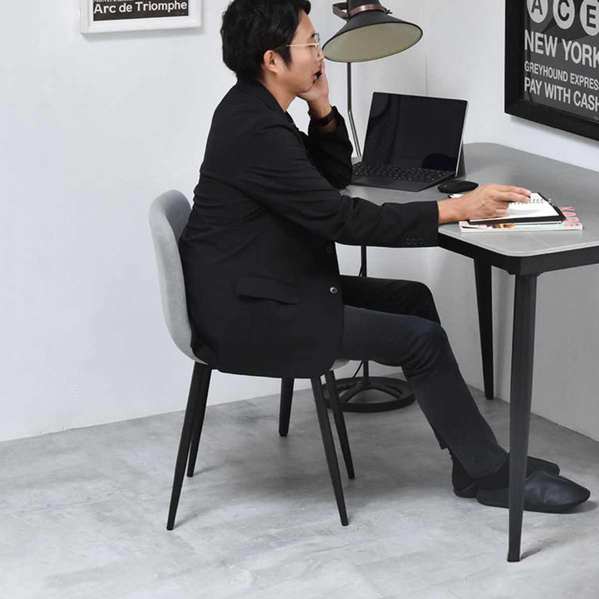 ダイニングチェア 同色2脚セット 座面高43.5cm フェムト ( 食卓椅子 チェア ダイニング イス 椅子 アームレス デスクチェア ファブリック 食卓 リビング おしゃれ ダイニングチェアー リビングチェア 軽量 ワークチェア ) 【ライトグレー】 ライトグレー