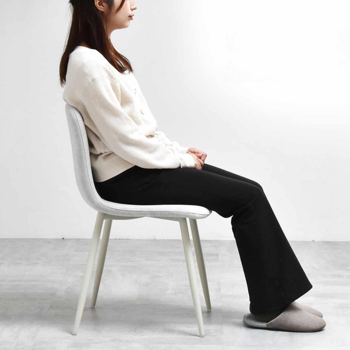 ダイニングチェア 同色2脚セット 座面高43.5cm フェムト ( 食卓椅子 チェア ダイニング イス 椅子 アームレス デスクチェア ファブリック 食卓 リビング おしゃれ ダイニングチェアー リビングチェア 軽量 ワークチェア ) 【ライトグレー】 ライトグレー