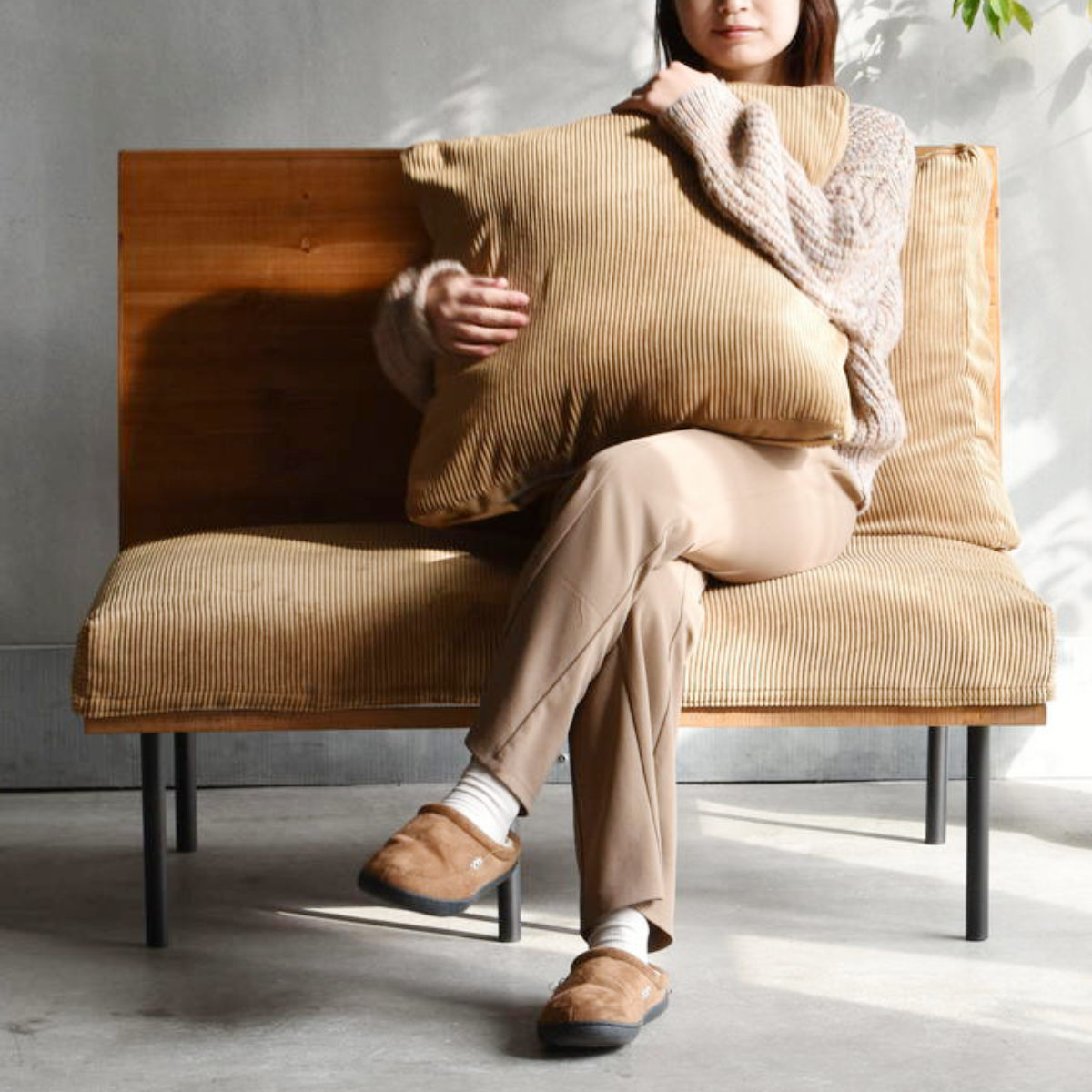 ソファ 1人掛け 同色2脚セット 組み合わせ infinite ( ソファー 脚 取り外し チェア ローソファ コンパクト 木製 天然木 リビングソファ 省スペース 肘なし ファブリック カバー ダイニングソファ 連結 レイアウト おしゃれ ) 【コーデュロイグリーン】 コーデュロイグリーン