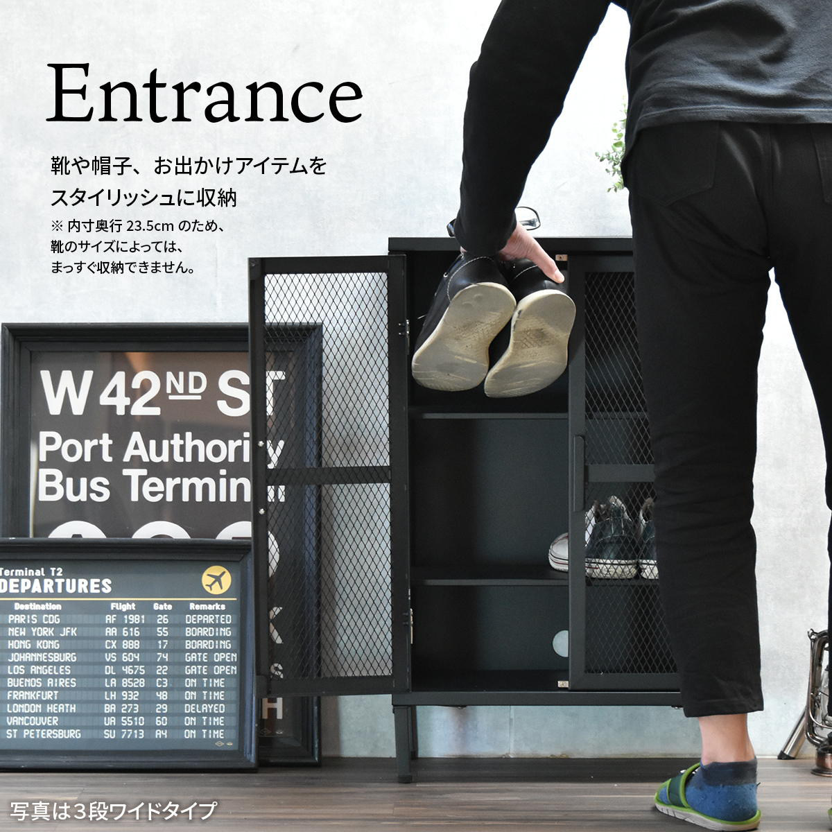 BURUCK ワイドメッシュキャビネット 4段 ( キャビネット スチール 扉 観音開き 両開き メッシュ 棚 幅50.5cm ラック 飾り棚 スリム ディスプレイ キッチン リビング シューズラック 小物収納 ブラック ホワイト カーキ ) 【カーキ】 カーキ