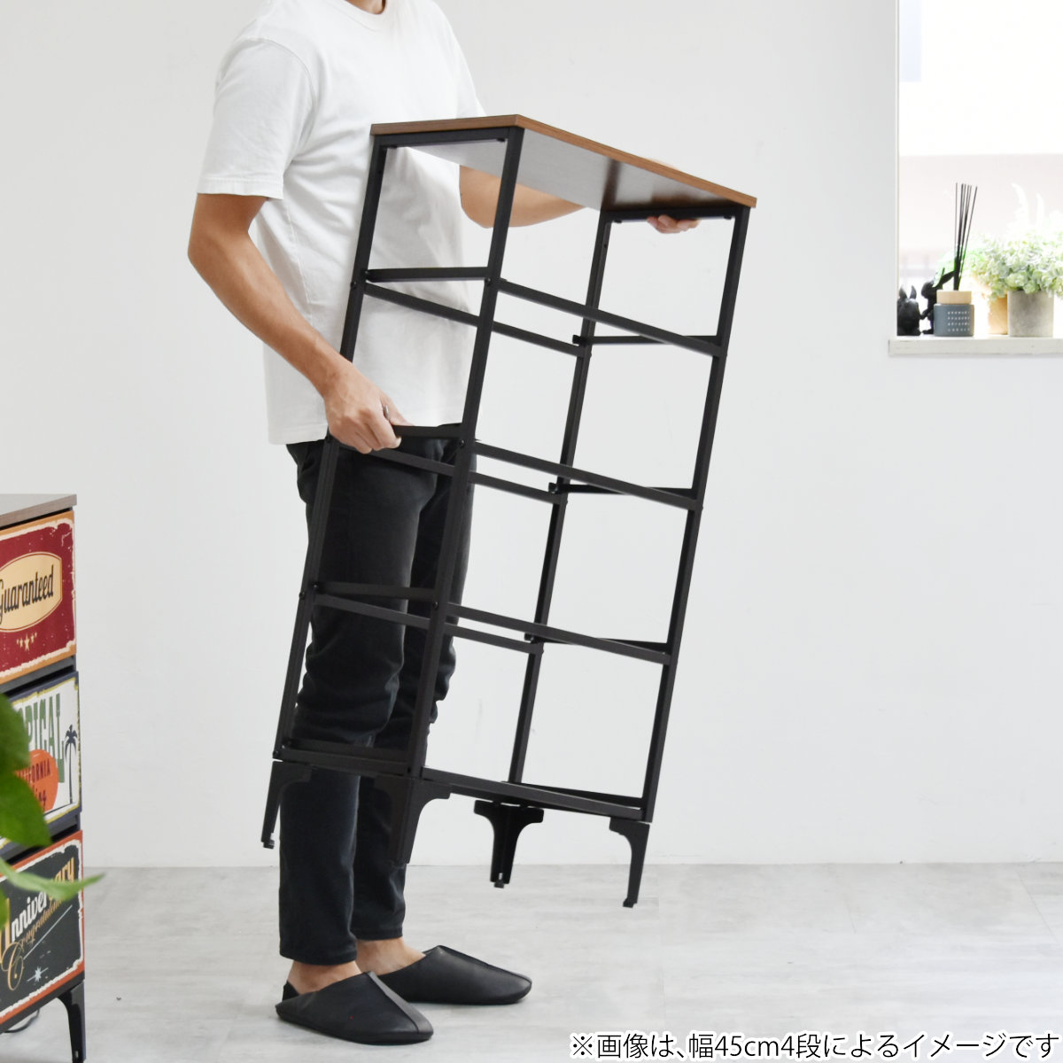 チェスト 3段 幅45cm 木目調 リバーシブル 天板付き 脚付き ( 両面 引出し 棚 ラック 収納 アメリカン レトロ 衣類収納 お掃除ロボット対応 軽量 三杯 引手付き 衣替え スチールフレーム )