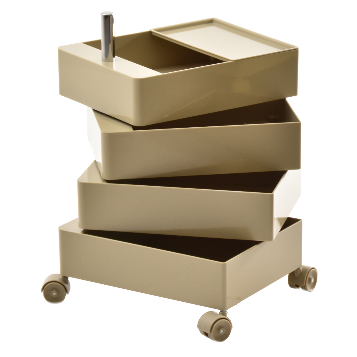 収納ワゴン 4段 360度 回転 キャスター付き ( ワゴン 収納 棚 ラック 四段 トレー トロリー サイドワゴン サイドテーブル 4段トレー デスクサイド 回転式 トレイ アイボリー ライトブラウン ライトブルー イエロー ) 【ライトブルー】 ライトブルー