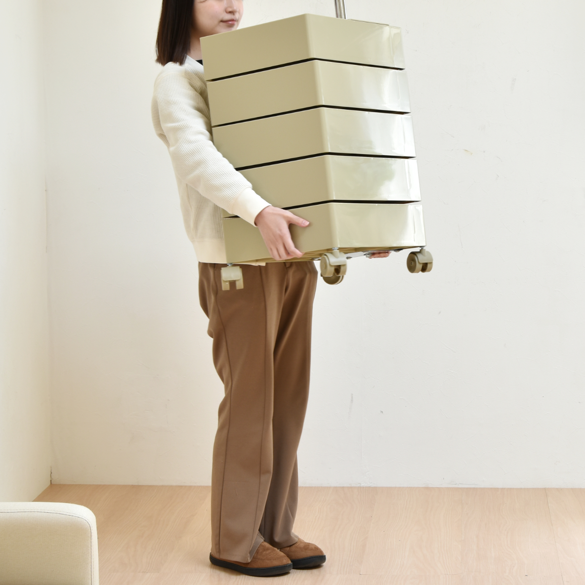 収納ワゴン 5段 360度 回転 キャスター付き ( ワゴン 収納 棚 ラック 五段 トレー トロリー サイドワゴン 5段トレー デスクサイド 回転式 トレイ アイボリー ライトブラウン ライトブルー イエロー ) 【イエロー】 イエロー