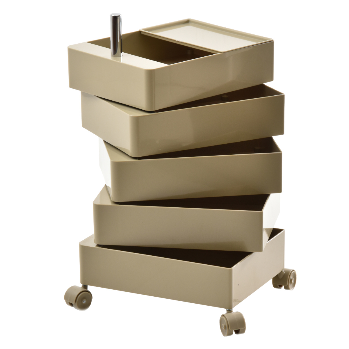 収納ワゴン 5段 360度 回転 キャスター付き ( ワゴン 収納 棚 ラック 五段 トレー トロリー サイドワゴン 5段トレー デスクサイド 回転式 トレイ アイボリー ライトブラウン ライトブルー イエロー ) 【イエロー】 イエロー