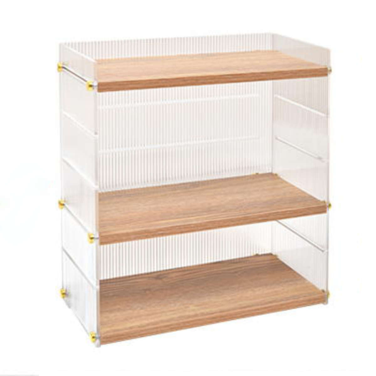 キッチンラック アクリル 引出し 収納棚 1段 ( キッチン収納 スパイスラック 調味料ラック 収納ラック カウンター上 シェルフ 木目調 卓上 ボトルラック デスク収納 リビング コスメ ディスプレイ リブ 透け感 丈夫 おしゃれ )