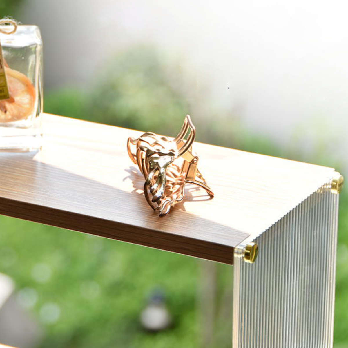 キッチンラック アクリル 収納棚 3段 ( キッチン収納 スパイスラック 調味料ラック 収納ラック カウンター上 シェルフ 木目調 卓上 ディスプレイラック オープンシェルフ デスク収納 リビング コスメ リブ 透け感 丈夫 おしゃれ )