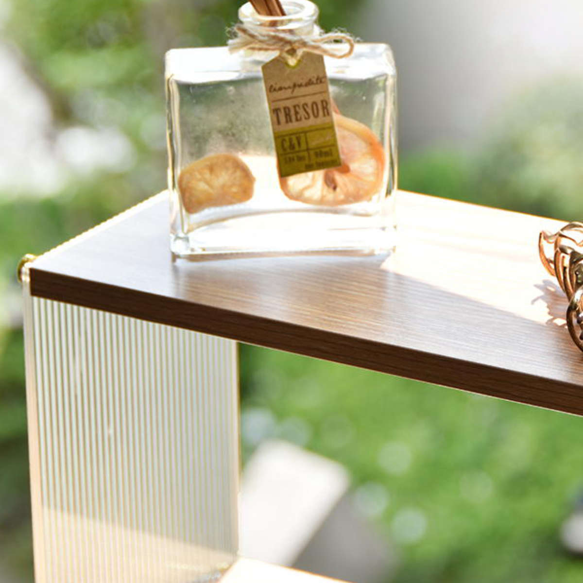 キッチンラック アクリル 収納棚 3段 ( キッチン収納 スパイスラック 調味料ラック 収納ラック カウンター上 シェルフ 木目調 卓上 ディスプレイラック オープンシェルフ デスク収納 リビング コスメ リブ 透け感 丈夫 おしゃれ )