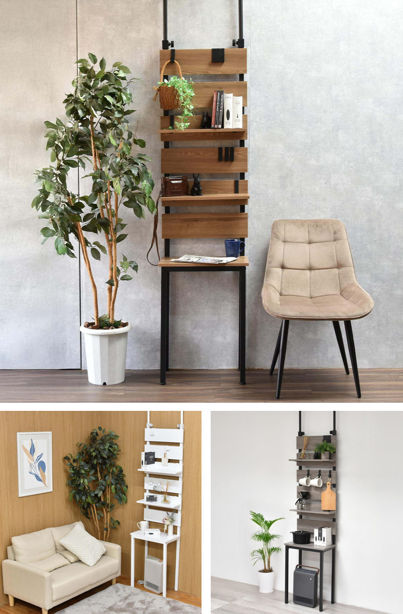 幅45cmウォールシェルフ◆突っ張り式ラック収 壁面収納 木目調 楽天市場】壁面収納 棚 木目 ブラック 幅45cm×奥行30cm TSセット