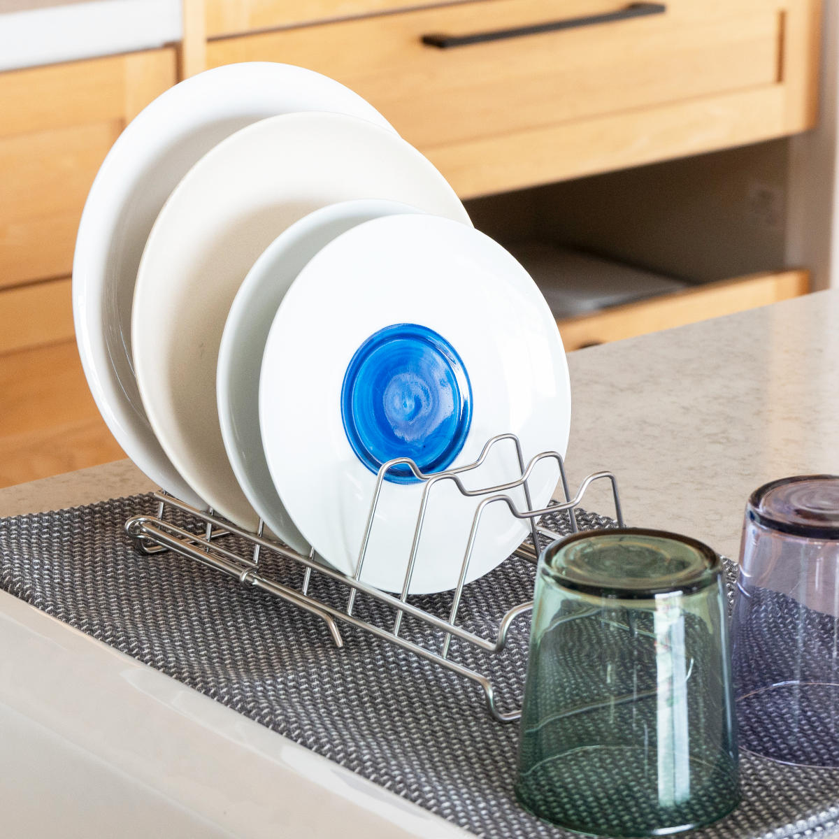 ビーワーススタイル すっきり暮らす ディッシュラック ( 水切り 伸縮 ラック 皿立て 水切りトレー 水切りかご ステンレス 日本製 燕三条 食洗機対応 お皿 7枚 まな板 まな板スタンド コンパクト おしゃれ )