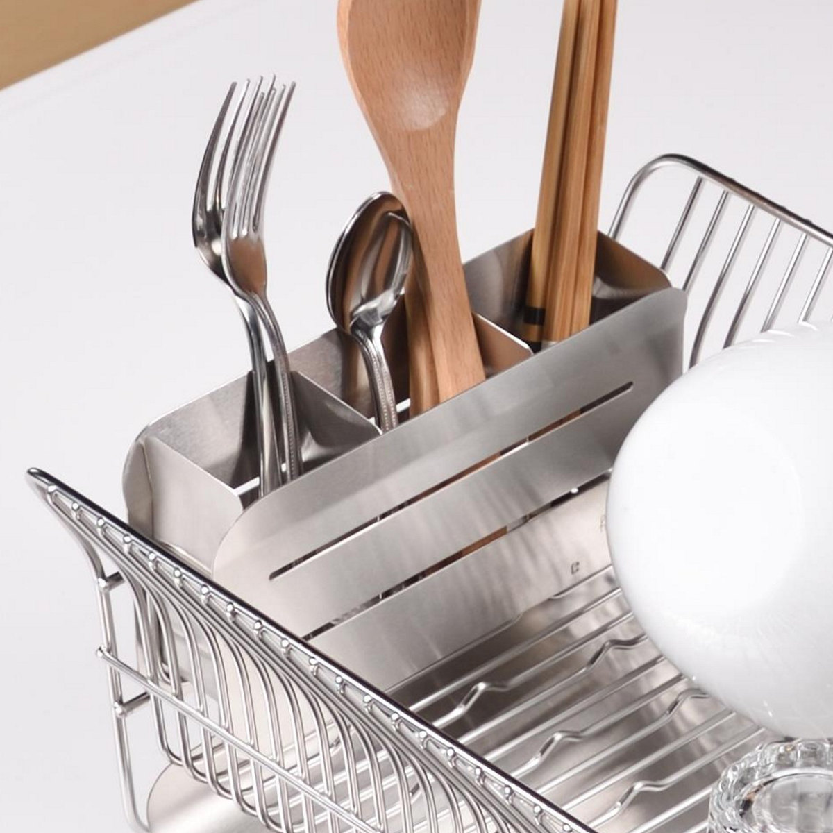 カトラリーポケット 水切りラック用 hanauta ハナウタ 箸立て シルバー ( 水切り 水切りラック ステンレス コンパクト カトラリー ポケット 仕切り 箸 キッチンツール 小物入れ 立てる 乾燥 収納 サビにくい )