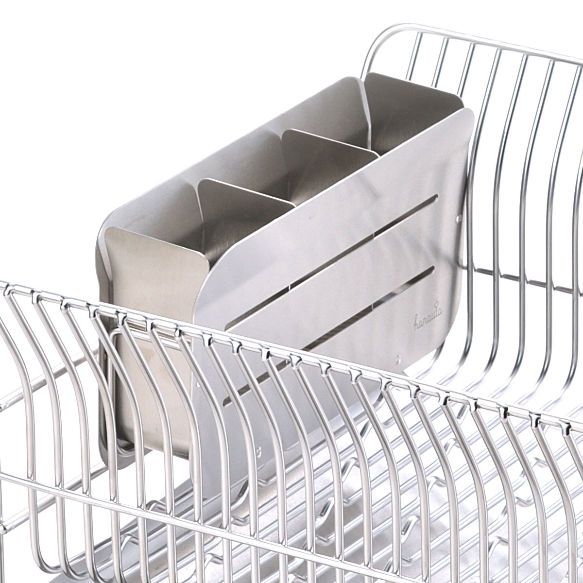 カトラリーポケット 水切りラック用 hanauta ハナウタ 箸立て シルバー ( 水切り 水切りラック ステンレス コンパクト カトラリー ポケット 仕切り 箸 キッチンツール 小物入れ 立てる 乾燥 収納 サビにくい )