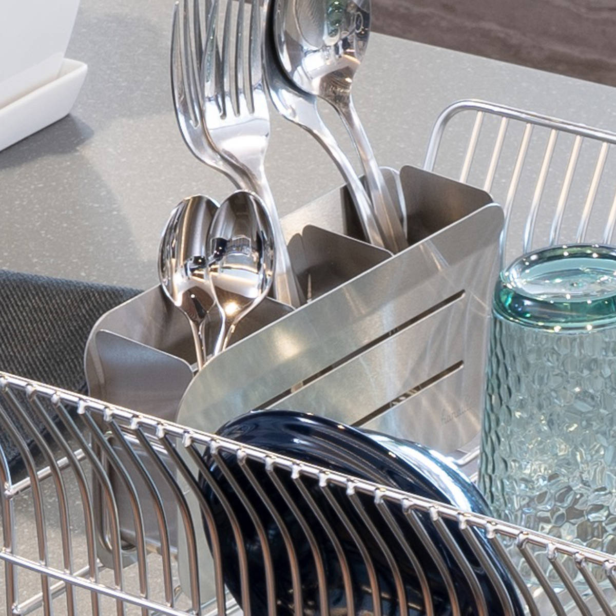 カトラリーポケット 水切りラック用 hanauta ハナウタ 箸立て シルバー ( 水切り 水切りラック ステンレス コンパクト カトラリー ポケット 仕切り 箸 キッチンツール 小物入れ 立てる 乾燥 収納 サビにくい )