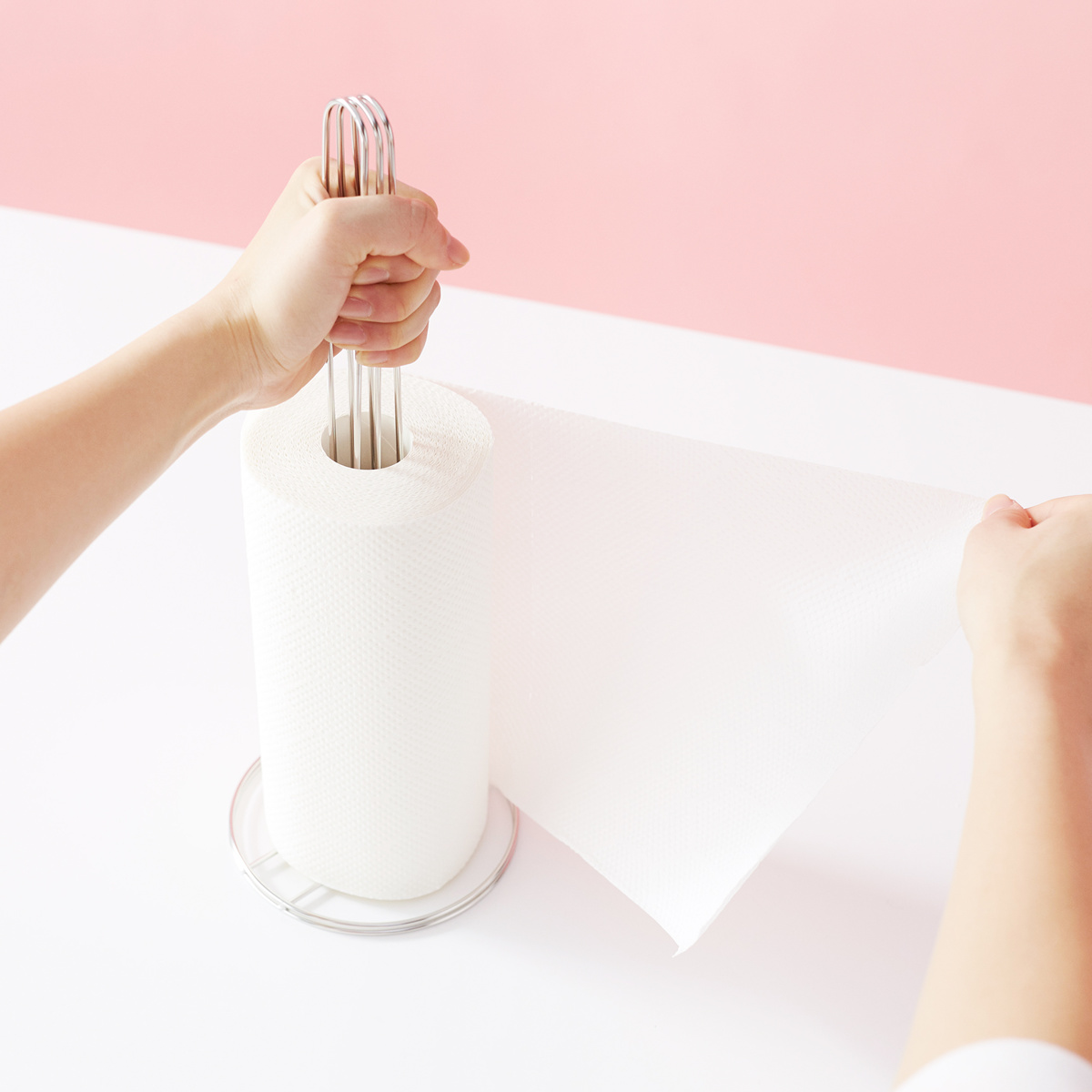 キッチンペーパーホルダー hanauta ハナウタ シルバー ( キッチンペーパースタンド ホルダー 縦置き ステンレス 日本製 ペーパースタンド ロールペーパー クッキングペーパー 収納 カット コンパクト )