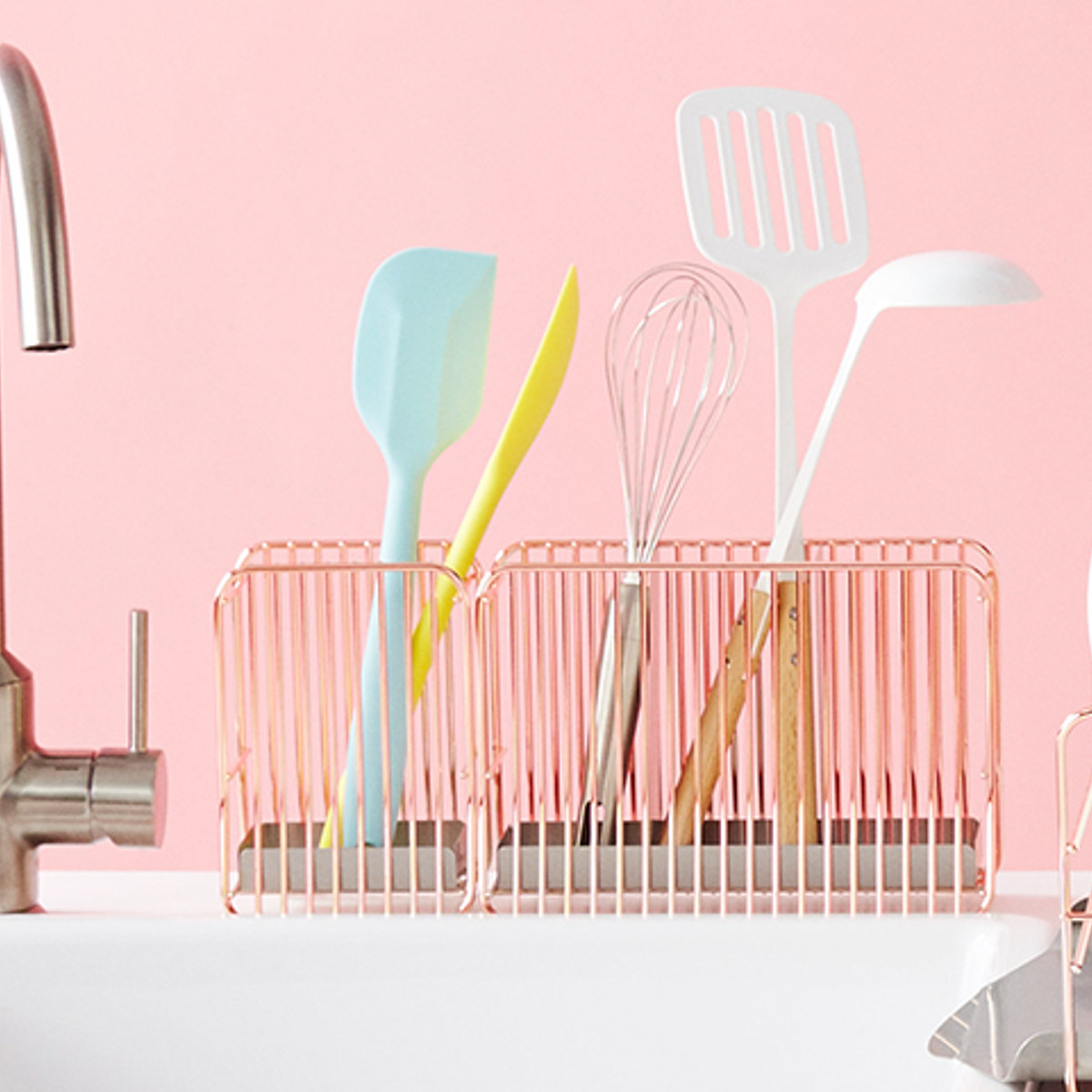 キッチン ツールスタンド S hanauta ハナウタ ローズゴールド ( キッチンツールスタンド カトラリースタンド ステンレス 収納 日本製 キッチンツール立て ラック 立てる キッチンツールホルダー サビにくい )