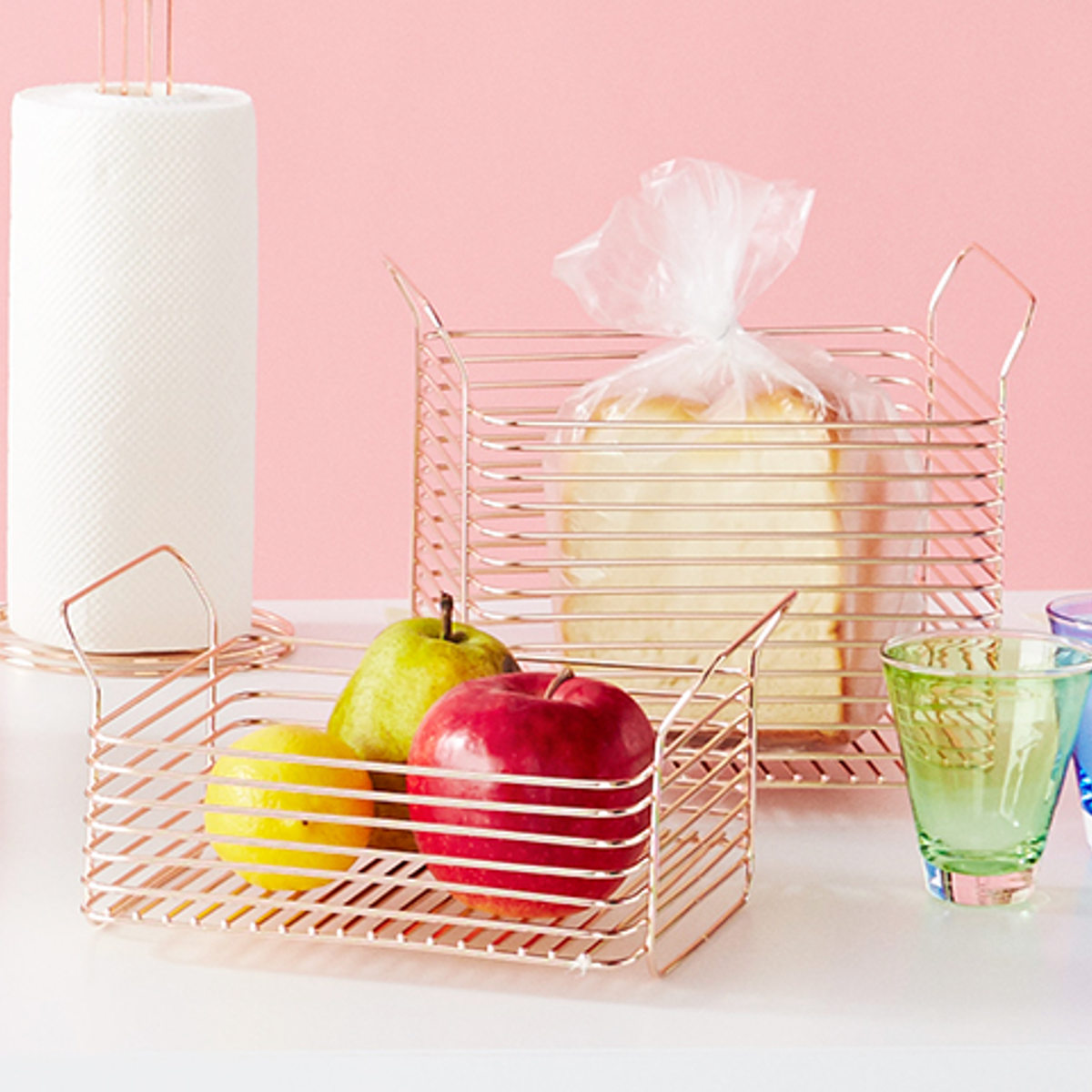 キッチンバスケット L hanauta ハナウタ ローズゴールド ( ワイヤーバスケット ワイヤーラック 収納バスケット ステンレス 日本製 かご 深型 収納かご 小物入れ 収納ボックス 整理ボックス キッチン 収納 )